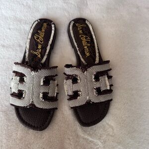 Sam Edelman Brown and Beige Fray Sandals Size 7 1/2